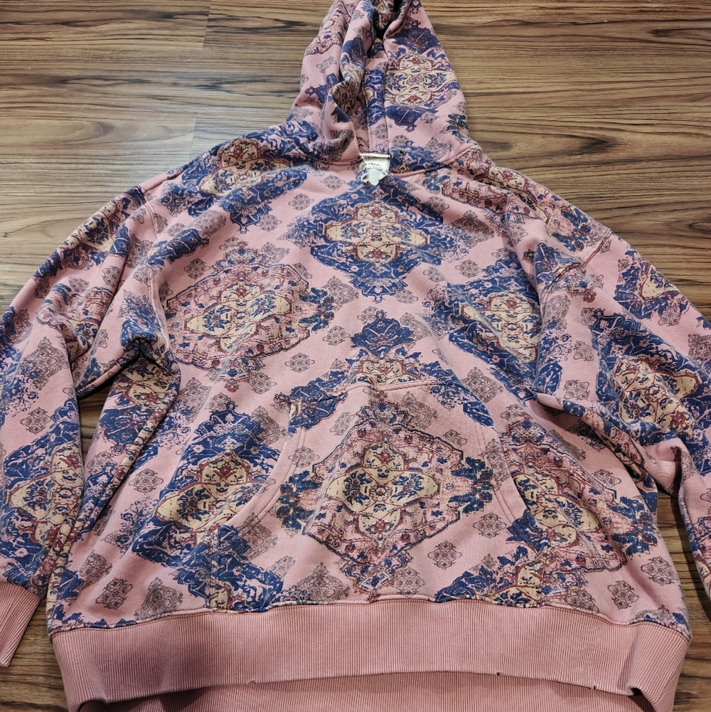 We The Free Printed It's A Vibe Hoodie In Desert Rose Combo In Pink - Picture 5 of 12